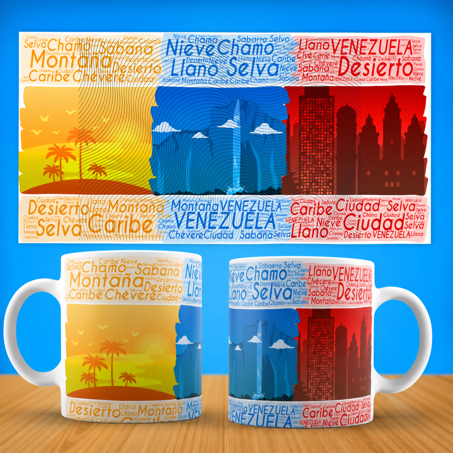 Taza "Venezuela de Contrastes" - Paisajes, Selva, Llano y Ciudad (11oz, 15oz)