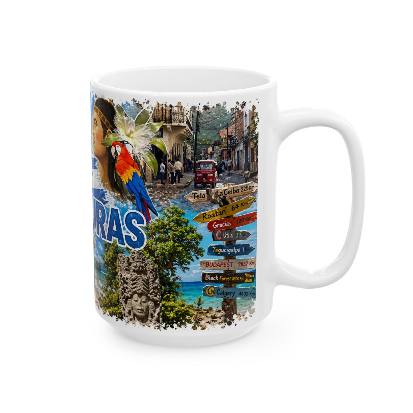 Honduras Travel Collage Ceramic Mug - Taza de Café Honduras (11oz, 15oz)