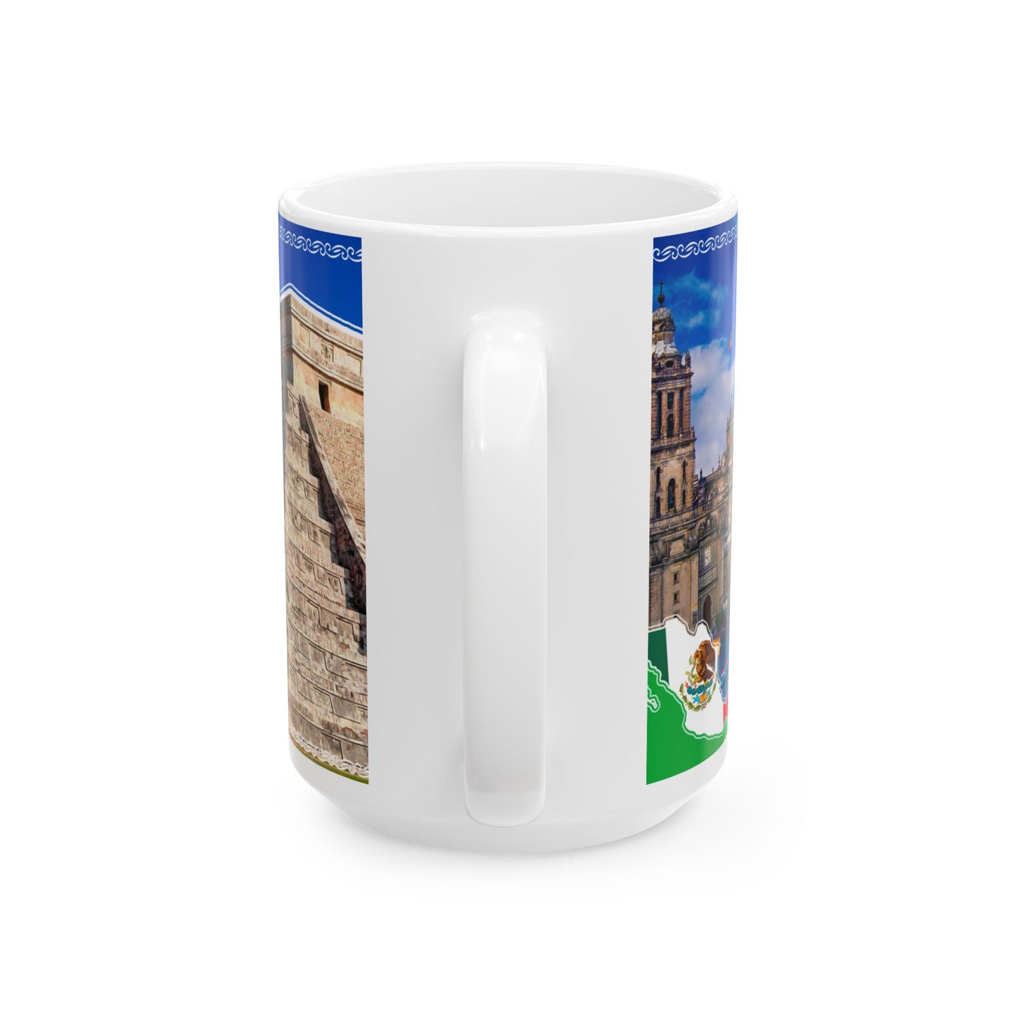 Viva Mexico Ceramic Mug - Mexican Flag & Landmarks (11oz/15oz)
