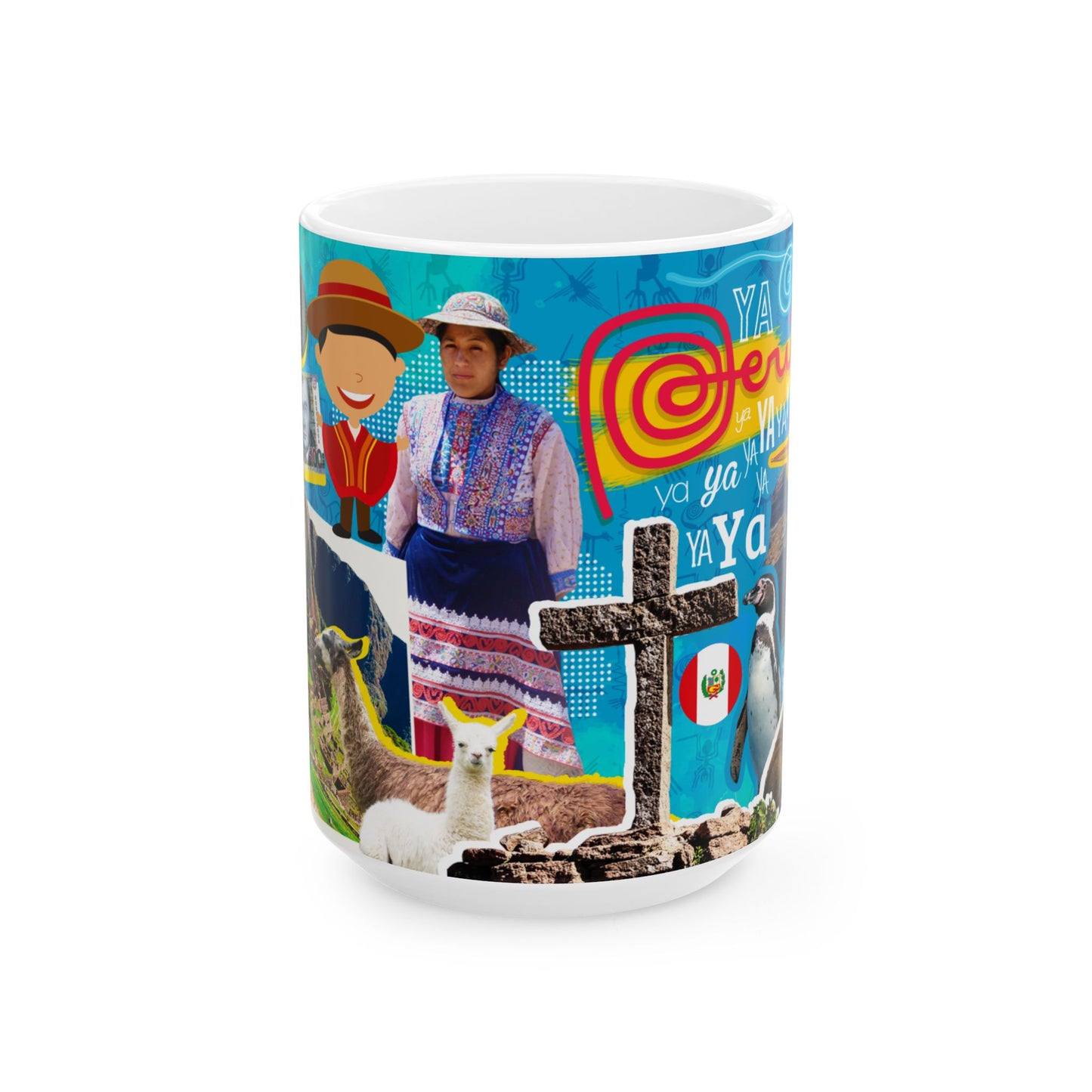 Peruvian Culture Collage Ceramic Mug (11oz/15oz) — Alpaca, Traditional Dress & Peru Icons