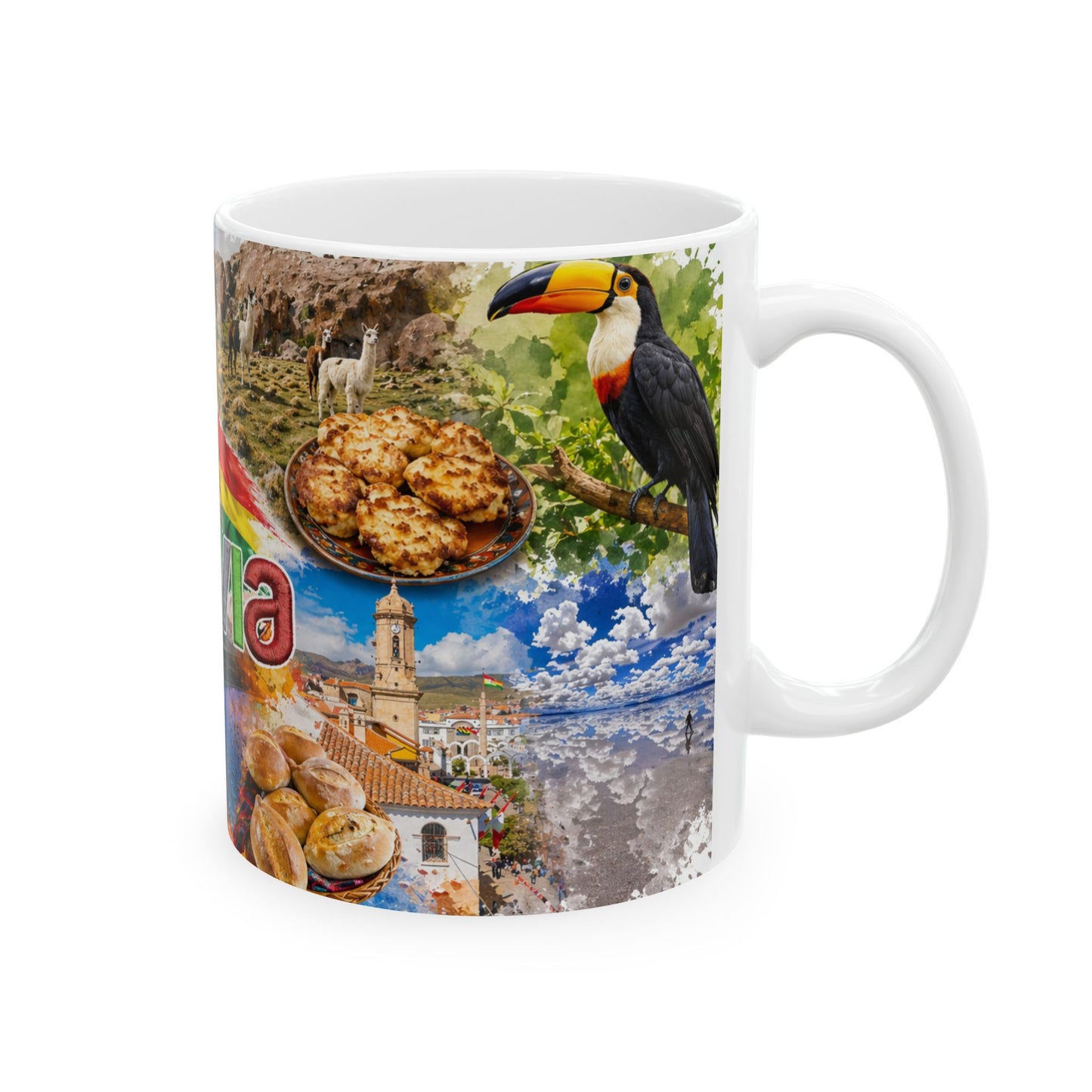 Bolivia Travel Collage Ceramic Mug - Taza de Café Paisajes de Bolivia (11oz, 15oz)