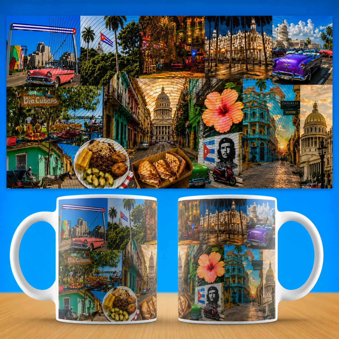 Cuba Travel Collage Ceramic Mug (11oz, 15oz) – Havana Vintage Scene (11oz, 15oz)