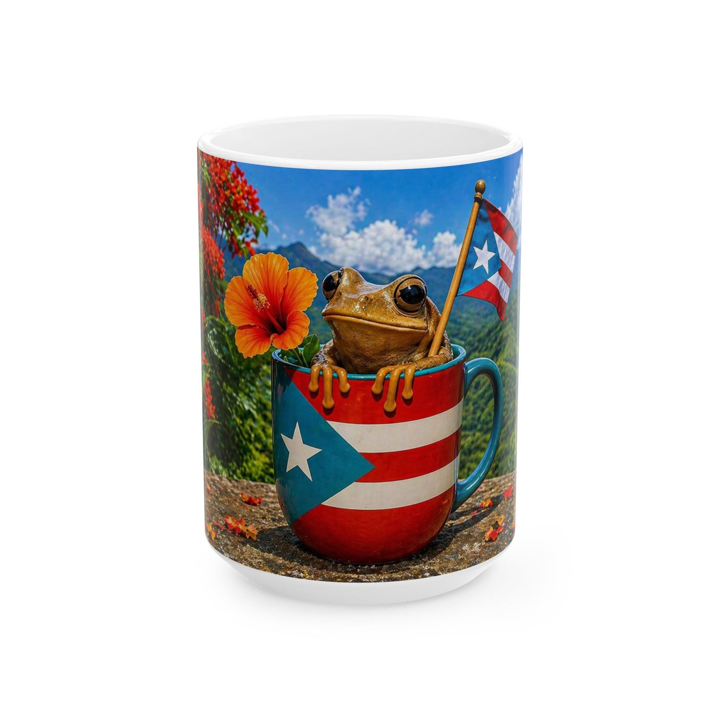 Taza Paisaje Natural de Puerto Rico -Tropical Coquí Design (11oz, 15oz)