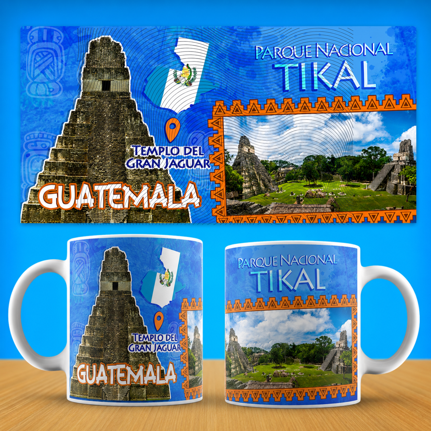 Guatemala Tikal Temple Ceramic Mug – Travel Souvenir Coffee Cup (11oz, 15oz)