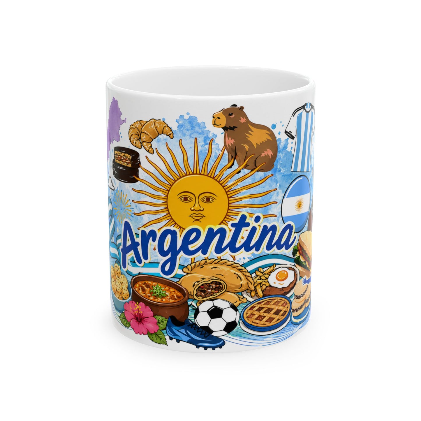 Argentina Coffee Mug – Illustrated National Icons & Food Collage (11oz, 15oz)