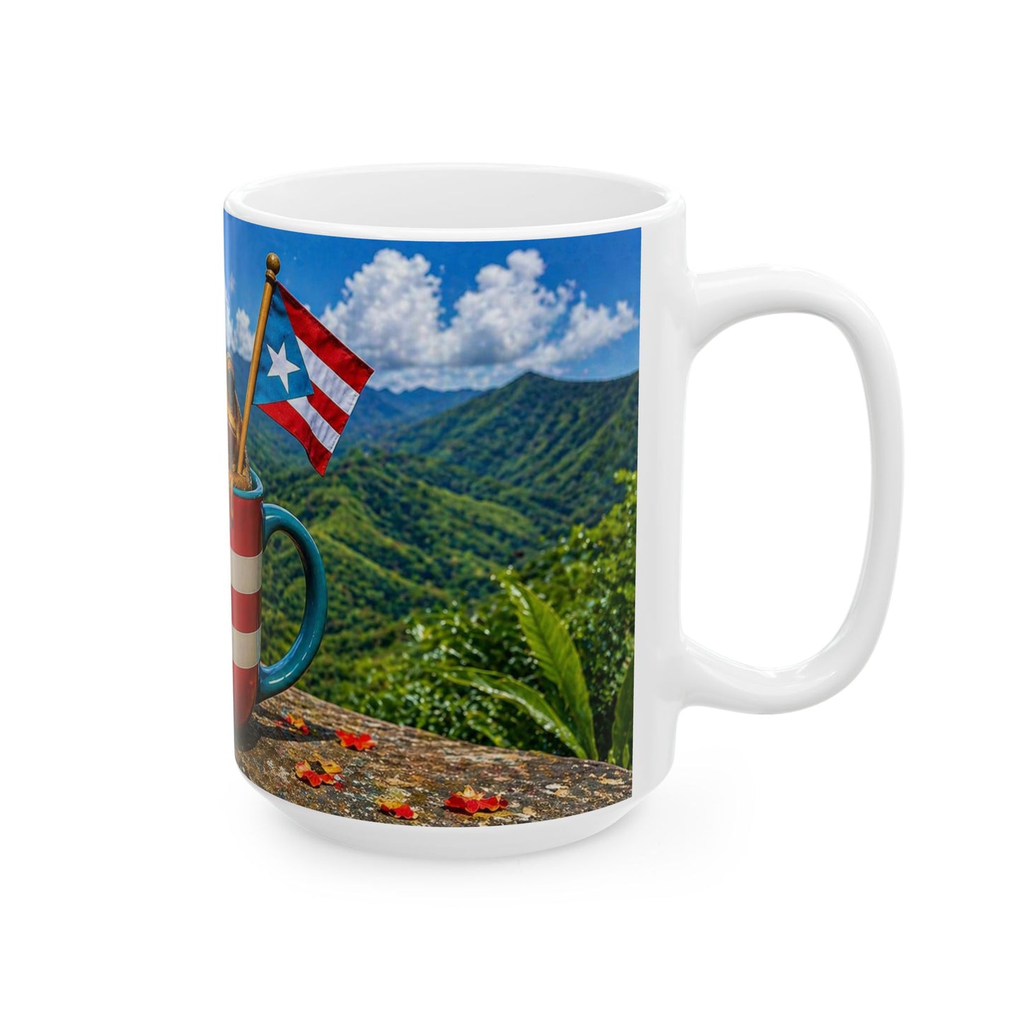 Taza Paisaje Natural de Puerto Rico -Tropical Coquí Design (11oz, 15oz)