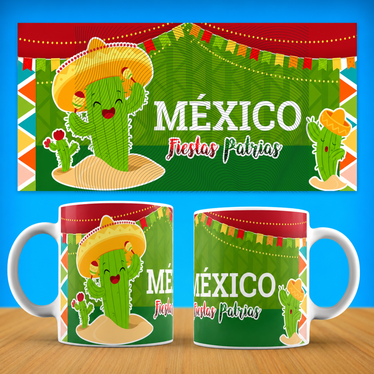 Mexico Fiesta Ceramic Mug — "México Fiestas Patrias"  Coffee Cup