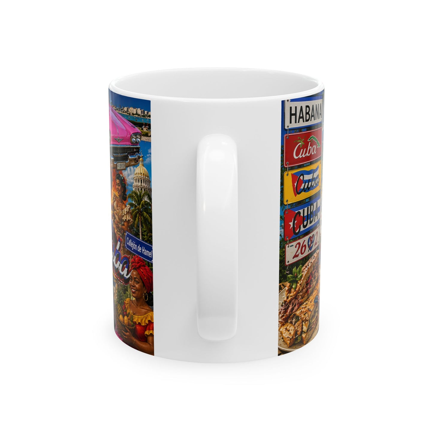 Cuba Collage Ceramic Mug – Vintage Havana Travel Souvenir (11oz, 15oz)