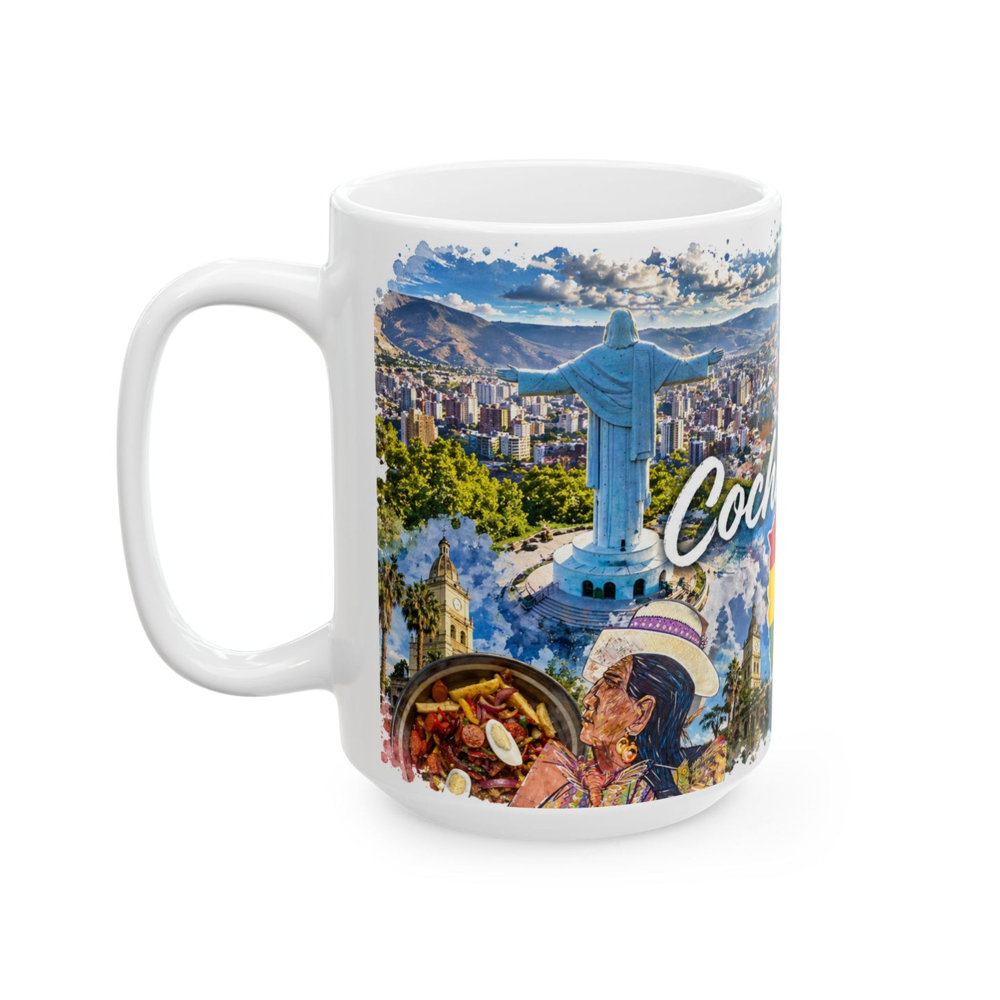 Bolivia Travel Collage Ceramic Mug - Taza de Café Paisajes de Bolivia - Cochabamba (11oz, 15oz)
