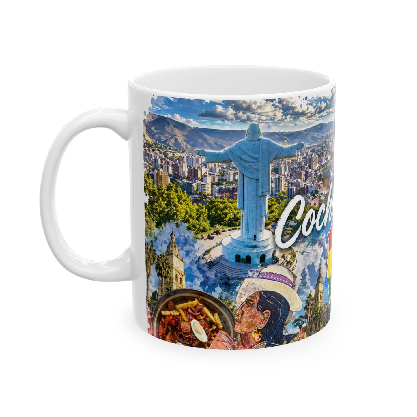 Bolivia Travel Collage Ceramic Mug - Taza de Café Paisajes de Bolivia - Cochabamba (11oz, 15oz)