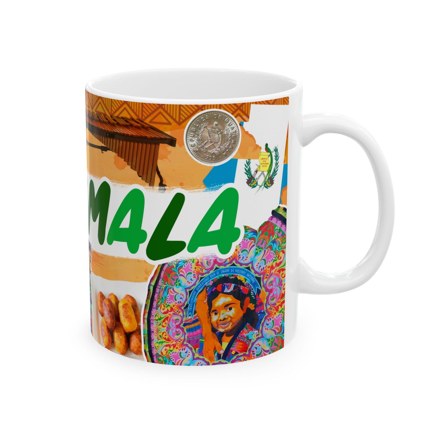 Guatemala Collage Ceramic Mug (11oz/15oz) – Traditional Food, Textiles & Culture