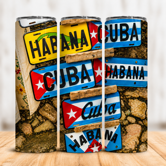 Vaso Térmico Cuba Habana Vintage con Pajita 20oz
