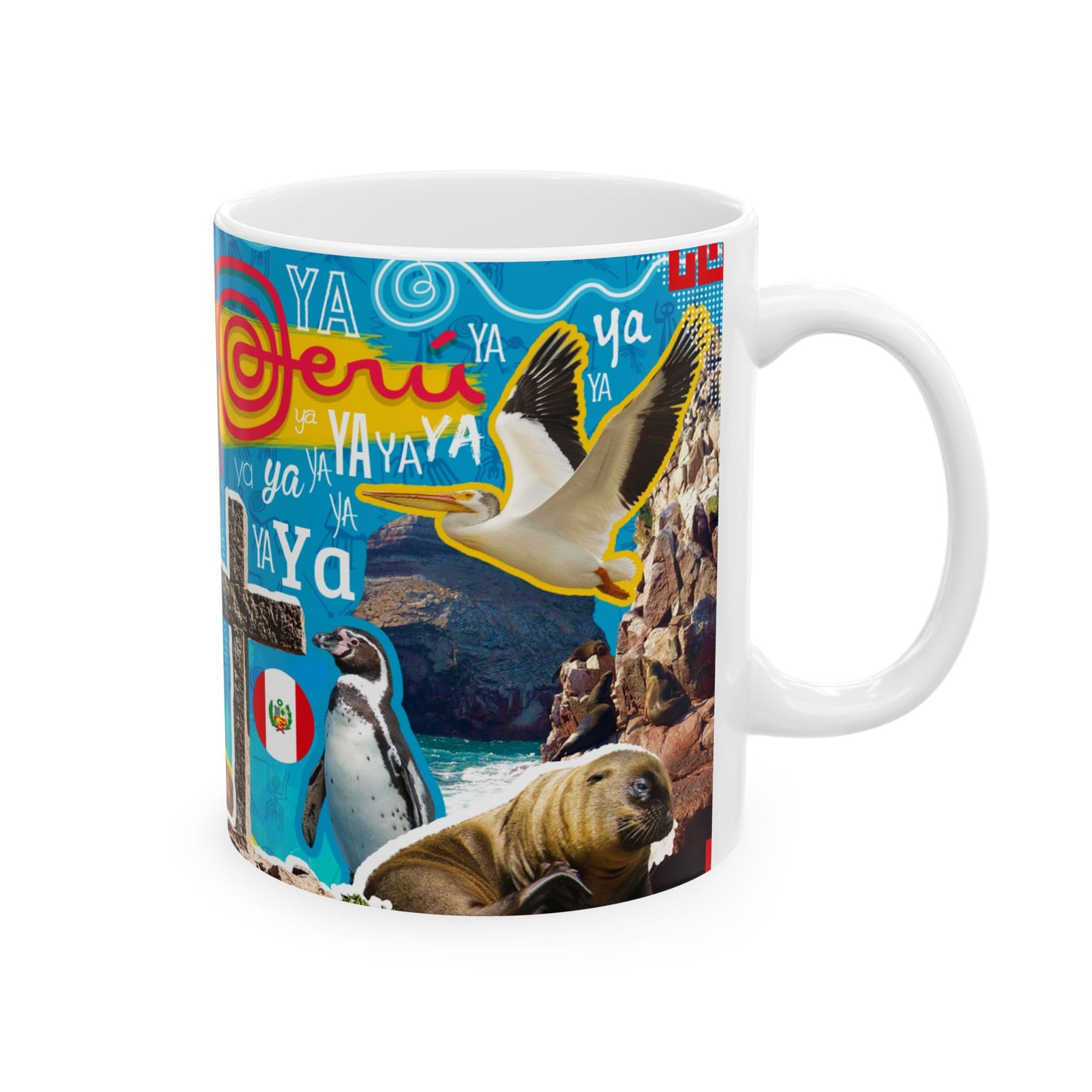 Peruvian Culture Collage Ceramic Mug (11oz/15oz) — Alpaca, Traditional Dress & Peru Icons