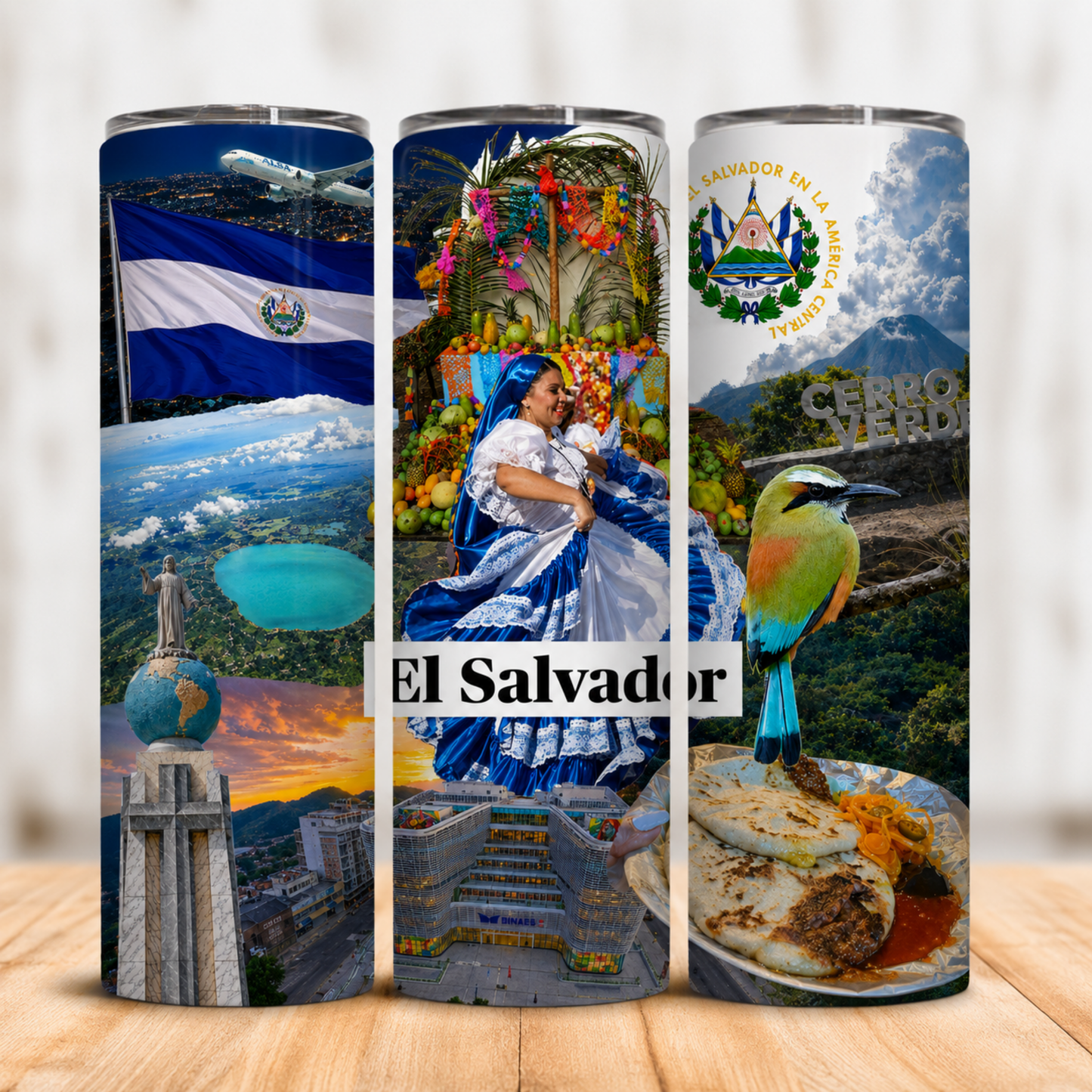Vaso Térmico El Salvador Orgullo y Paisajes con Pajita 20oz
