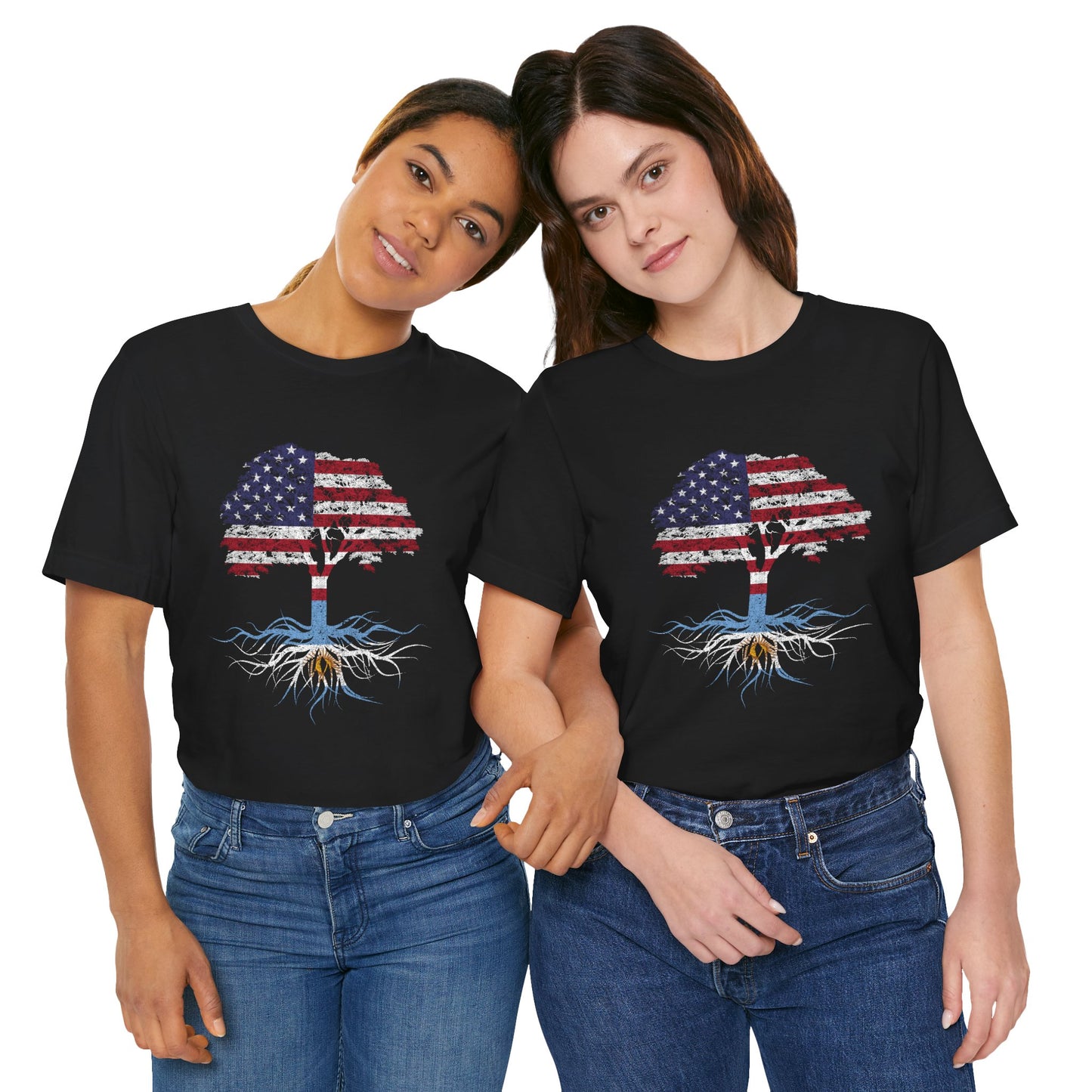 American Flag Tree T-Shirt — Argentina & USA Flag Tree T-Shirt