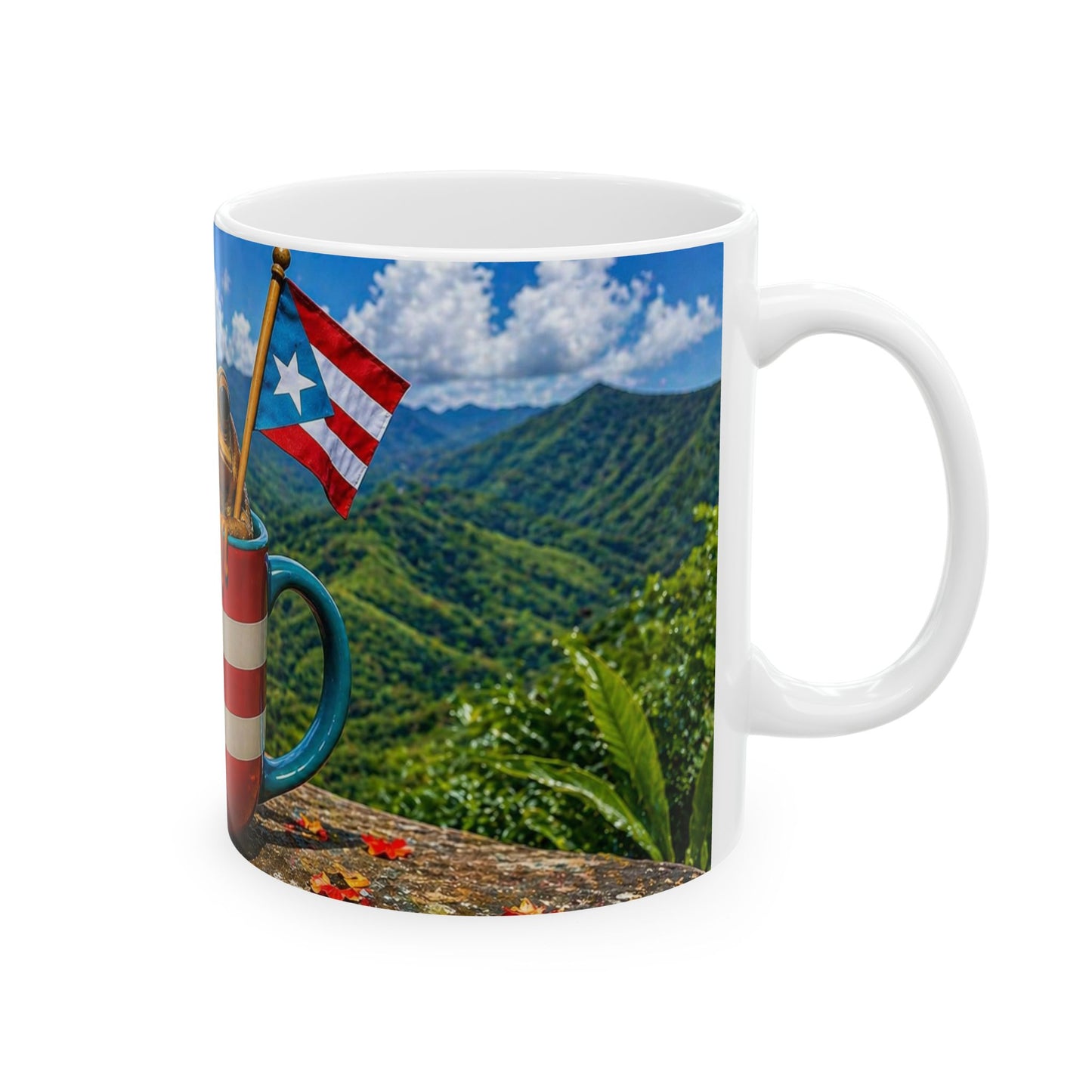 Taza Paisaje Natural de Puerto Rico -Tropical Coquí Design (11oz, 15oz)