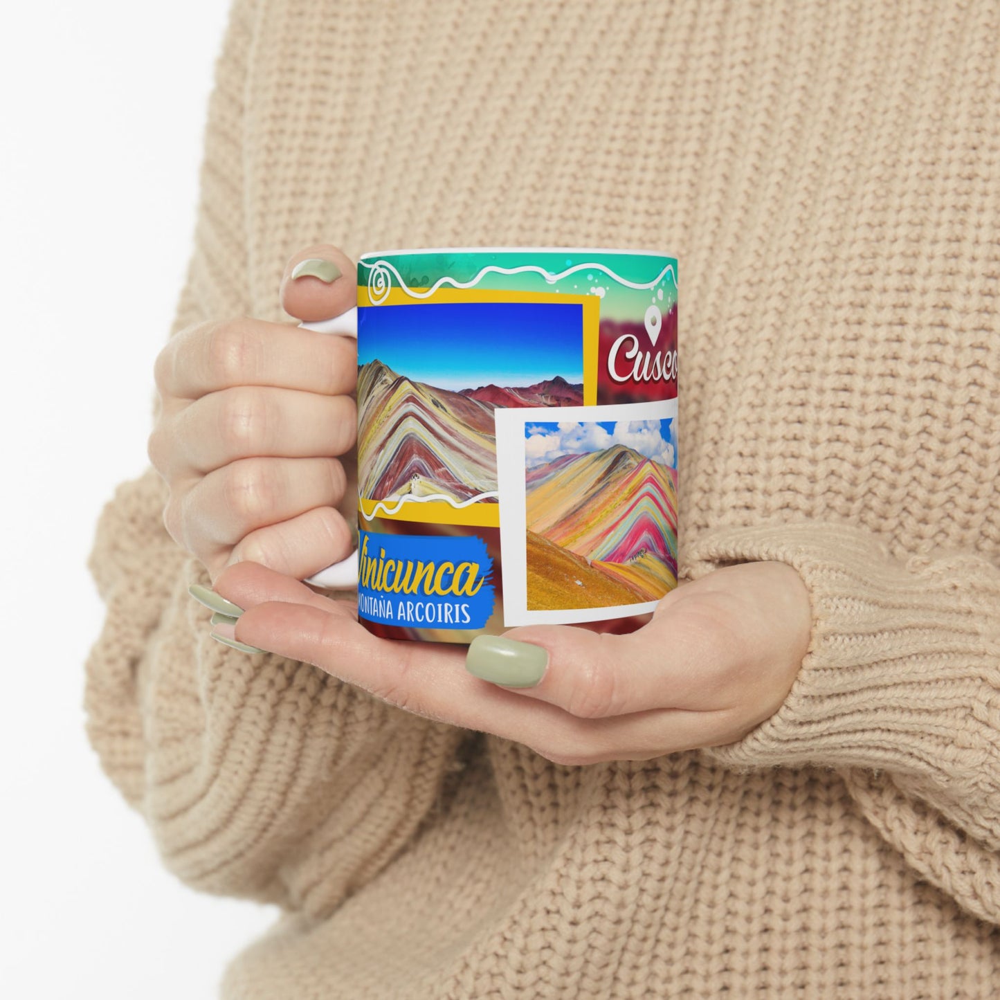 Cusco Peru Travel Collage Ceramic Mug - Rainbow Mountain - Taza Perú (11oz, 15oz)