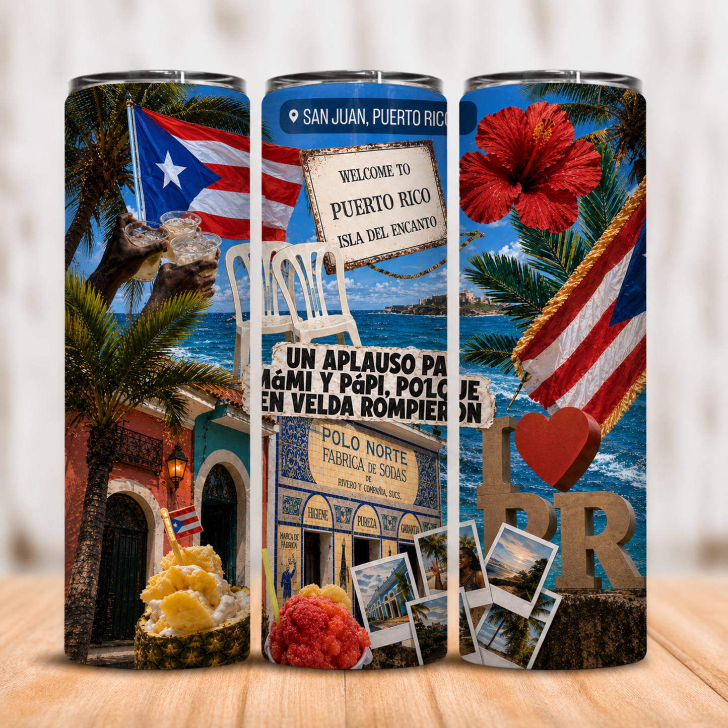 Vaso Térmico Puerto Rico Isla del Encanto con Pajita 20oz