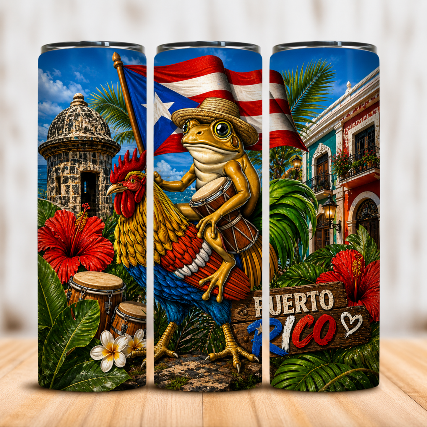 Vaso Térmico Puerto Rico Orgullo y Coquí con Pajita 20oz