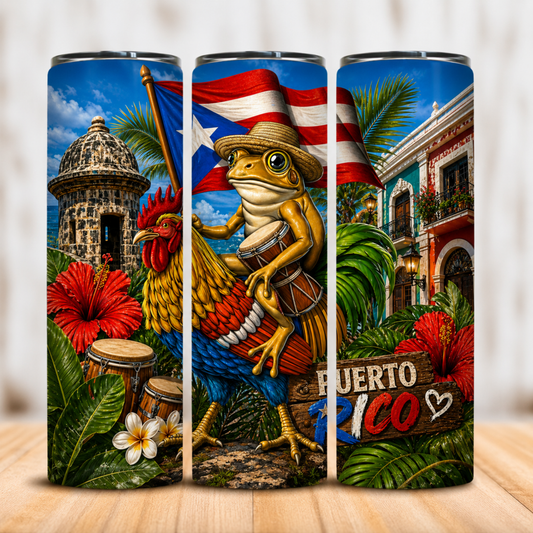 Vaso Térmico Puerto Rico Orgullo y Coquí con Pajita 20oz
