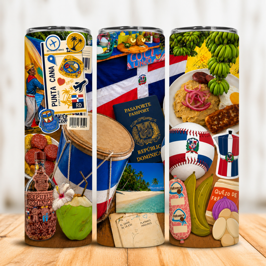 Vaso Térmico República Dominicana Orgullo y Sabor con Pajita 20oz