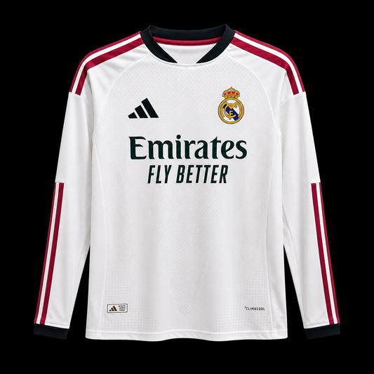 Jersey Real Madrid Manga Larga para Hombre 26/27 – Camiseta de Fútbol Blanca Edición Premium