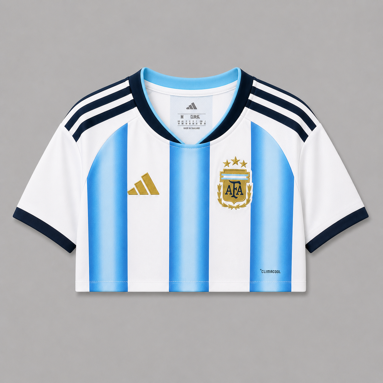 Jersey Argentina Crop Top Azul Mujer - Estilo Futbolero 2026