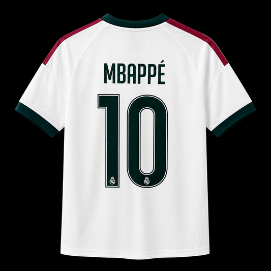 Jersey Real Madrid Mbappé #10 para Hombre 26/27 – Camiseta de Fútbol Blanca Edición Premium
