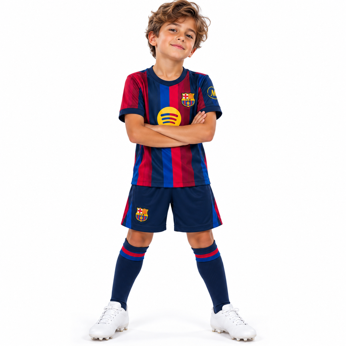 Conjunto de Fútbol FC Barcelona para Niño – Camiseta y Short – Azul y Granate