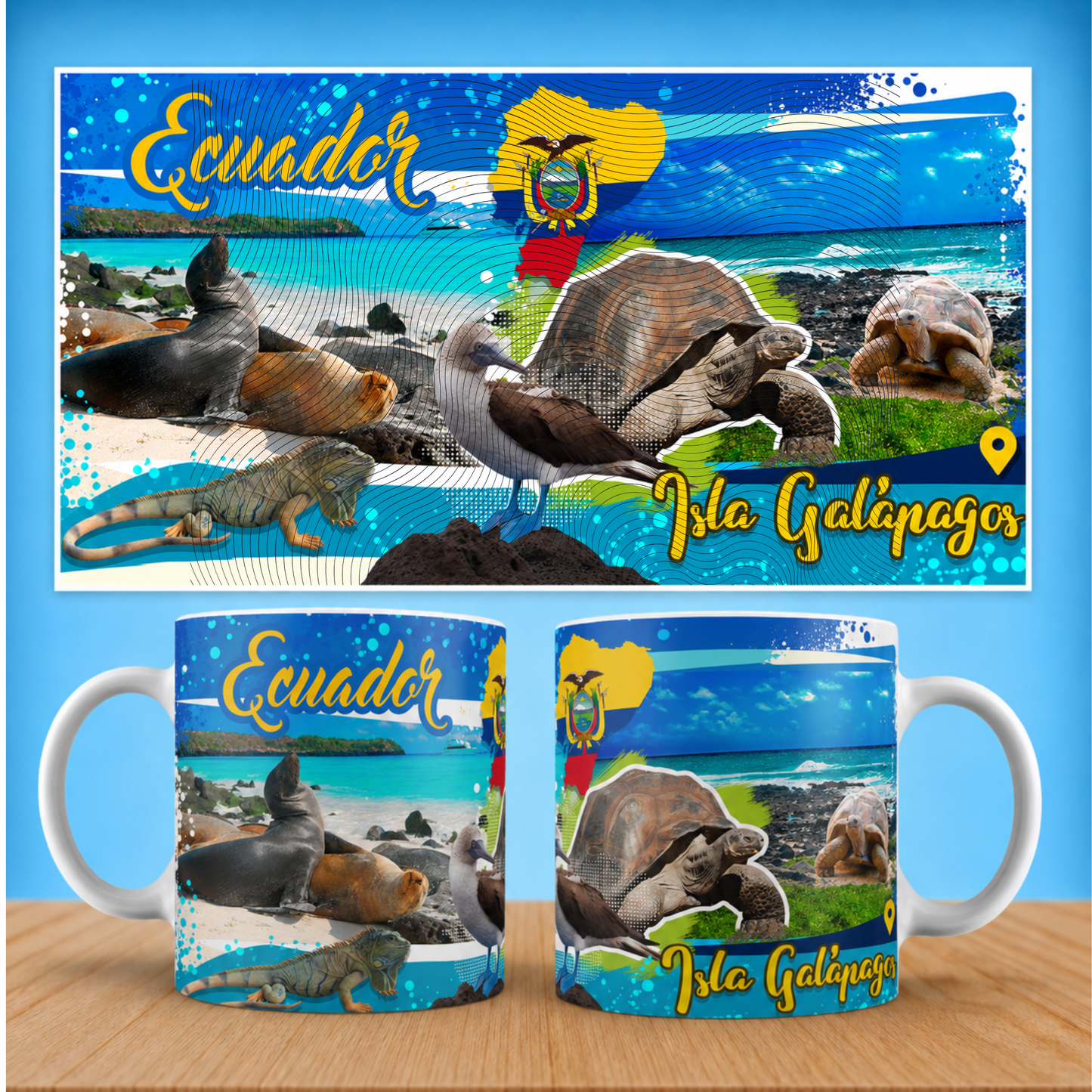 Galápagos Islands Wildlife Ceramic Mug - Ecuador Island Souvenir - Taza Ecuador (11oz, 15oz)