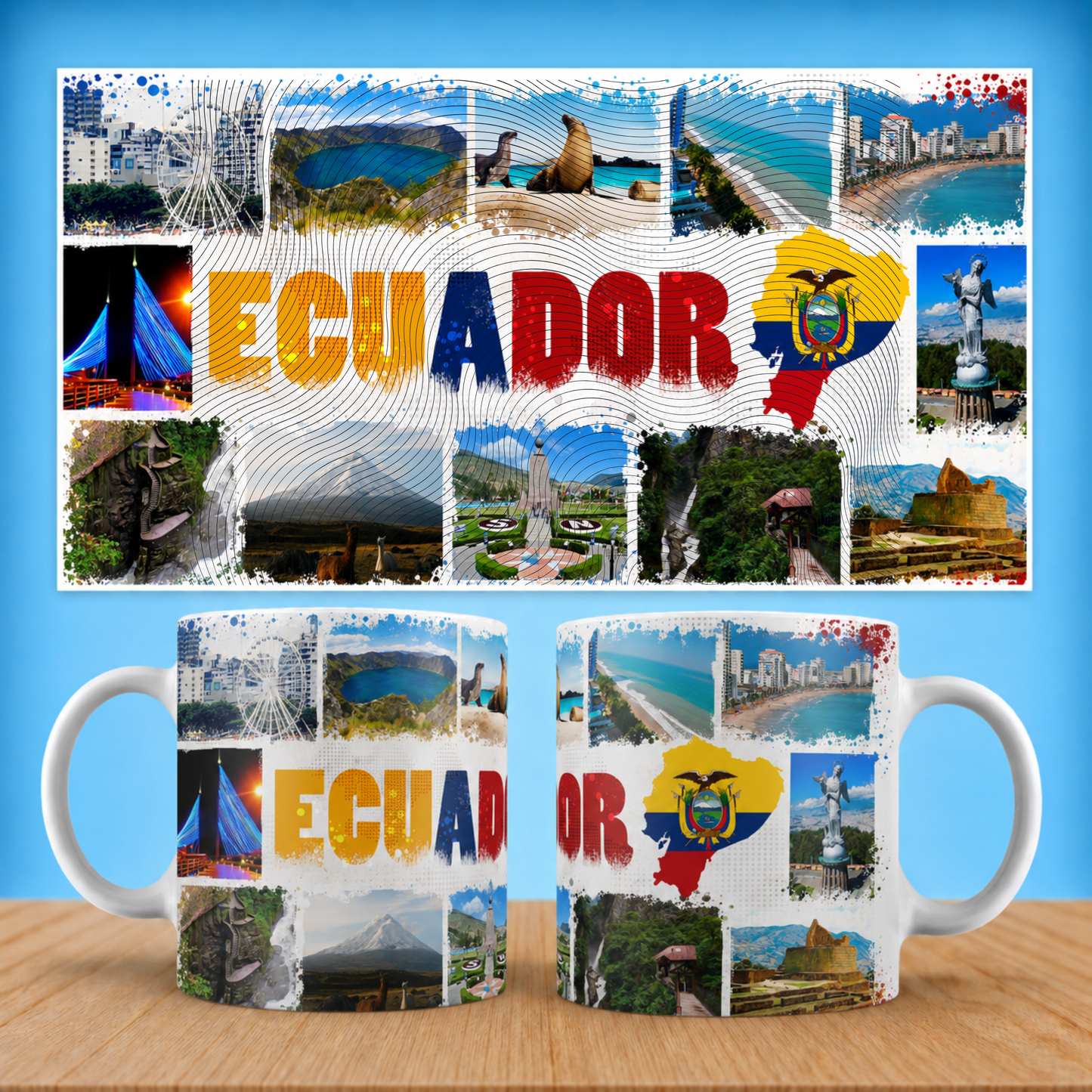 Ecuador Photo Collage Ceramic Mug - Colorful Travel Souvenir - Taza Euador (11oz, 15oz)