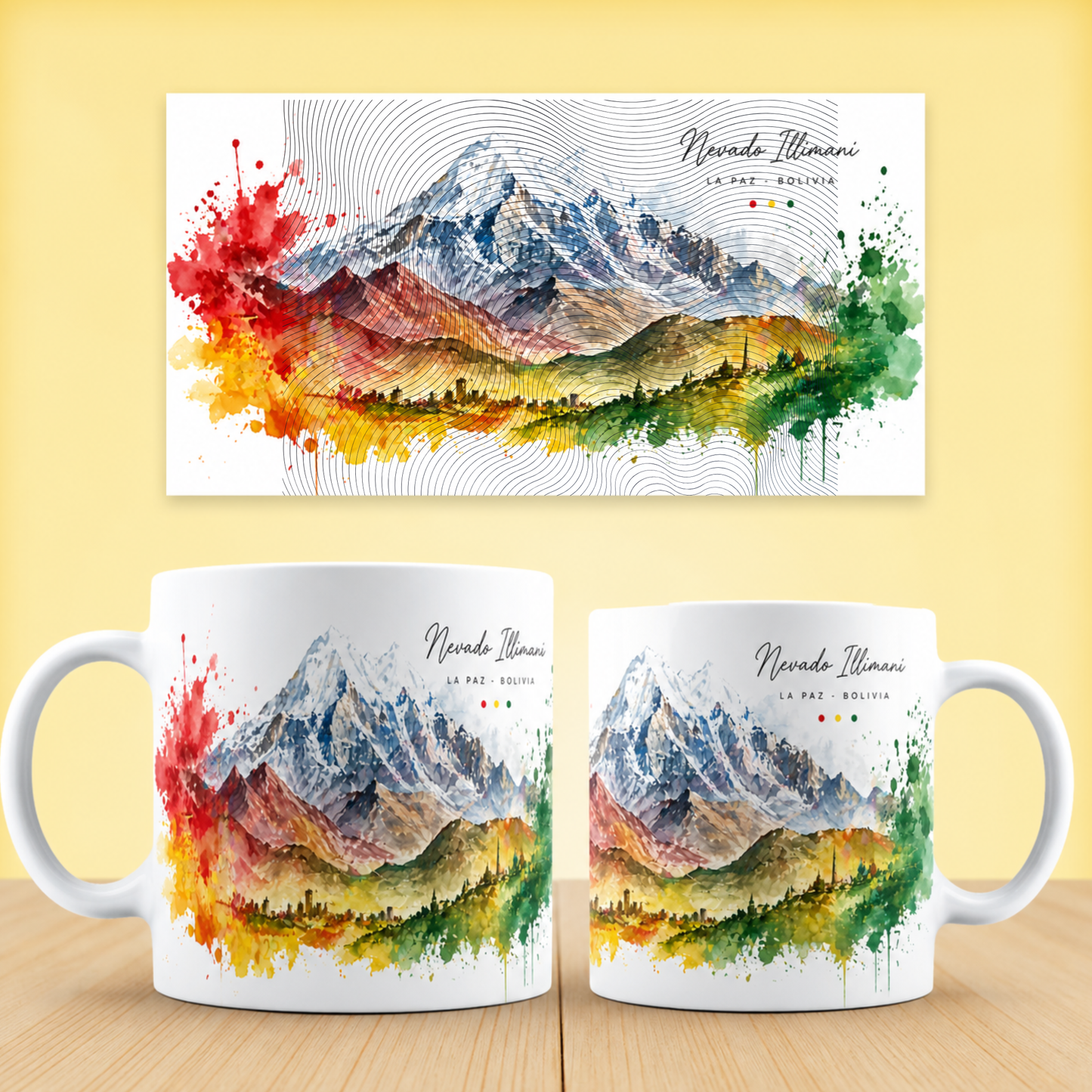 Taza Bolivia "Nevado Illimani" – Edición Artística en Acuarela - Bolivia Coffee Mug (11oz, 15oz)